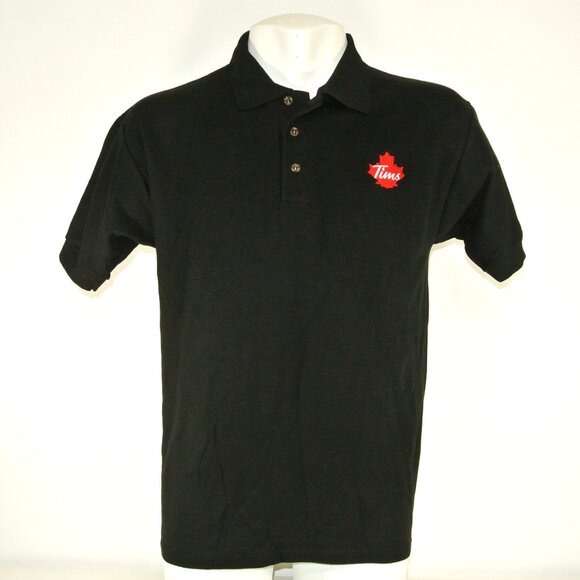 TIM HORTONS Coffee Donuts Employee Uniform Polo Shirt Black NEW Size XL - Picture 1 of 11